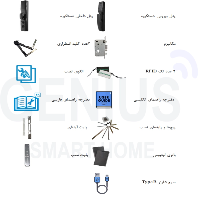 اقلام همراه دستگیره هوشمند هوم لاک مدل M300